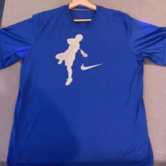 Blue Nike legacy lacrosse shirt sleeve t shirt - Picture 5 of 7